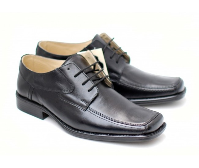 Pantofi negri eleganti barbatesti din piele naturala cu siret - Made in Romania