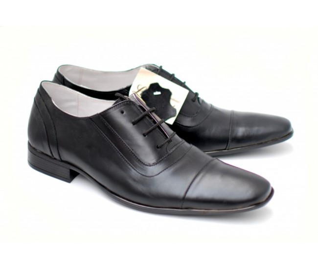 Pantofi negri eleganti barbatesti din piele naturala cu siret Pantofi negri eleganti barbatesti din piele naturala cu siret