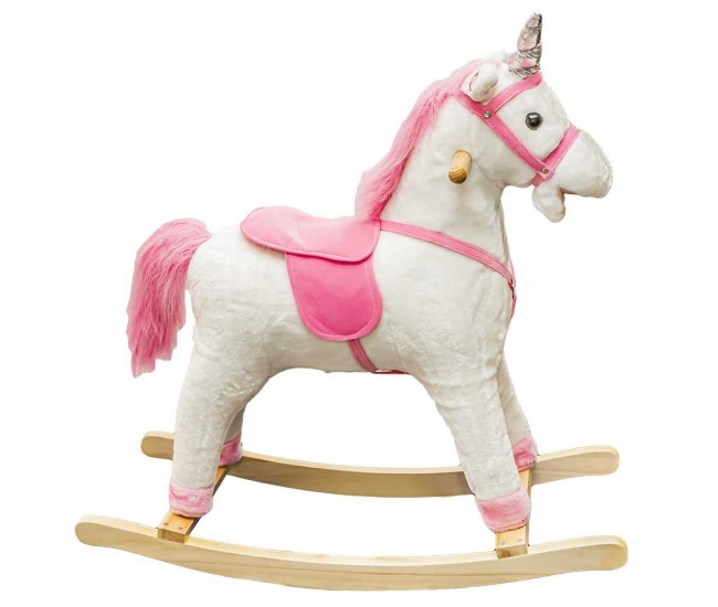 Unicorn balansoar, lemn + plus, roz, 78x28x68 cm