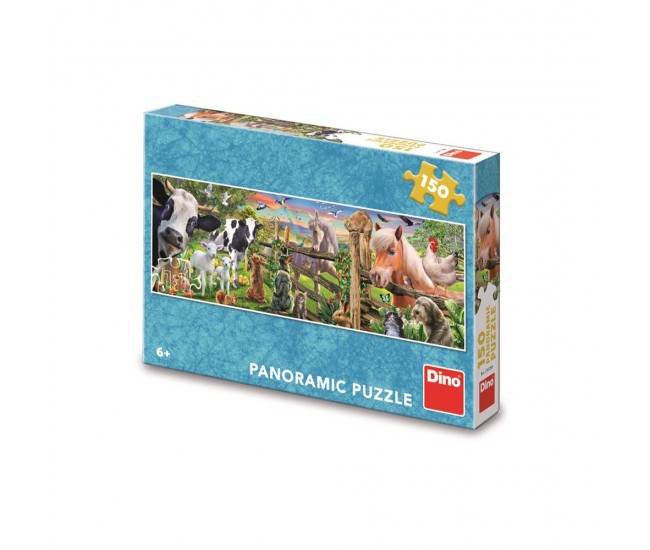 Puzzle panoramic Animale ferma, 150 piese - DINO TOYS