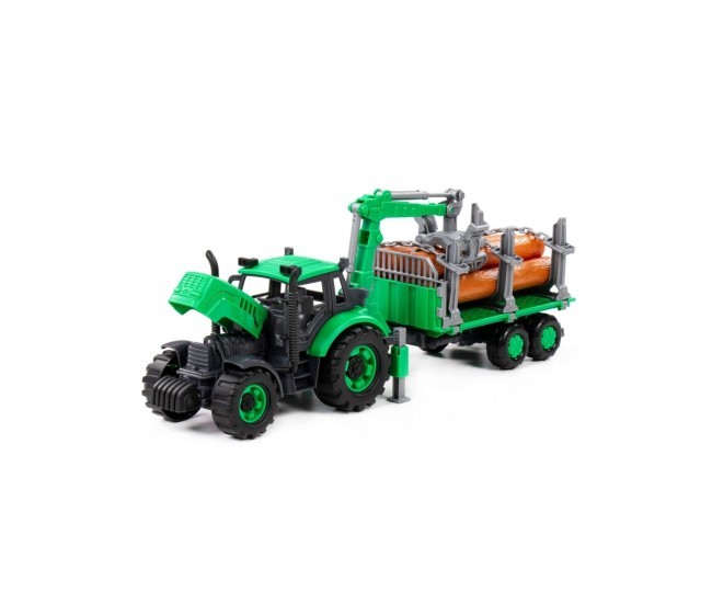 Tractor cu remorca lemne - Progresso, 40x11.5x17  cm, Polesie