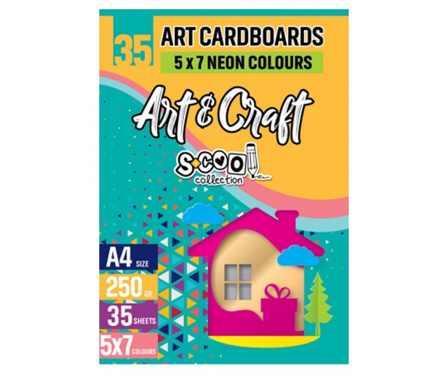 Carton color A4, 250g, 35 coli, 7 culori neon/set - S-COOL