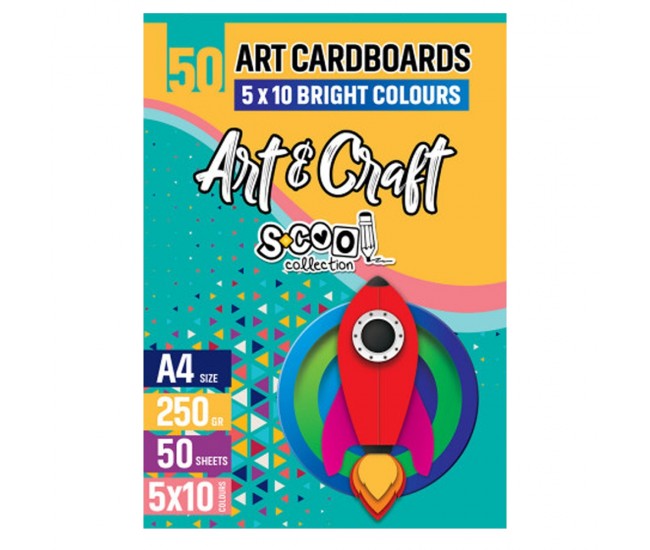 Carton color A4, 250g, 50 coli, 10 culori/set - S-COOL