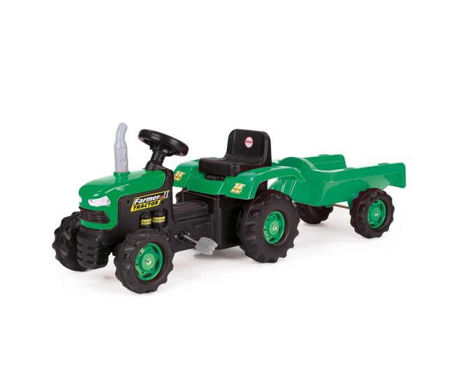 Tractor cu pedale si remorca/verde/53x143x45 - Dolu
