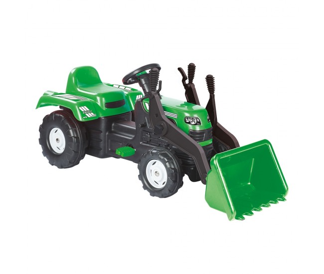 Tractor - excavator cu pedale, Verde, 52x110x45 cm - Dolu