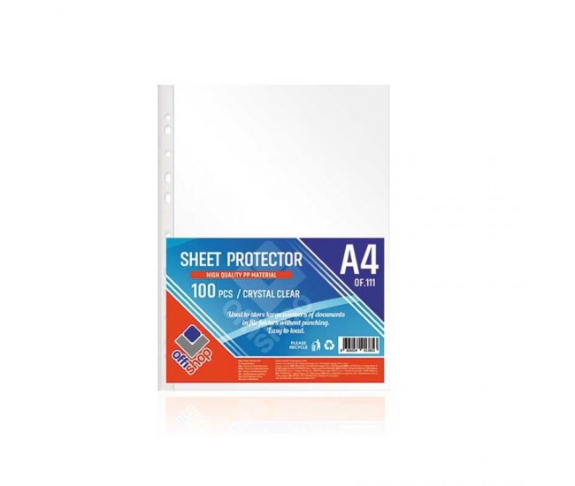 Folie protectie A4, Cristal, 80mic, 100 buc/set - OFFISHOP
