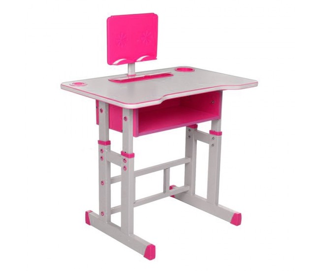 Birou + scaunel, reglabile/roz/PAL+metal+plastic