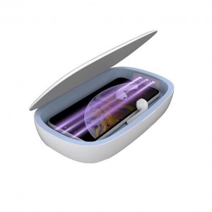Cutie cu lampa uv-c pentru curatat si dezinfectat obiecte si incarcare wireless pentru telefon