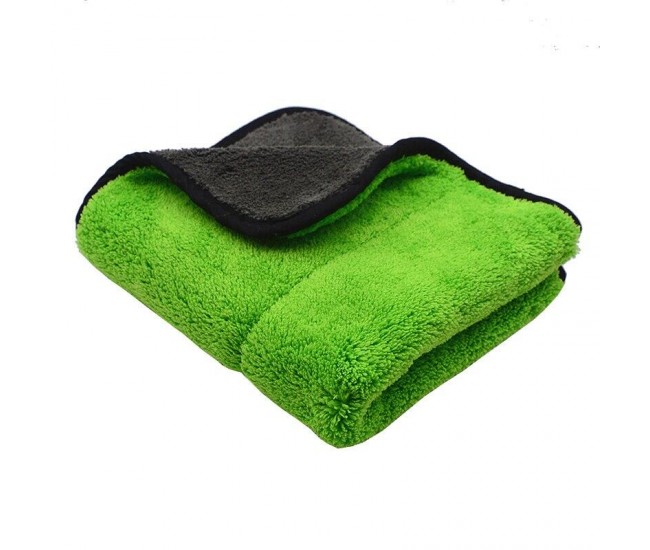 Laveta din microfibra, super absorbanta, pentru lustruit, 45 cm x 38 cm, gri cu verde