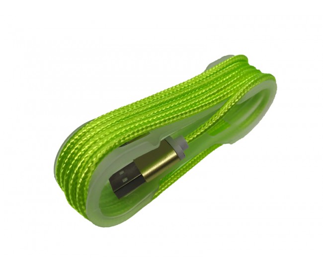 Cablu microusb textil verde
