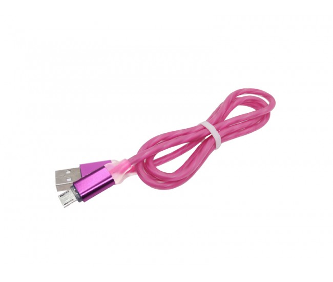 Cablu microusb gros gumat roz