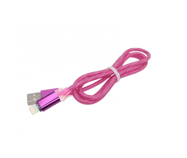 Cablu iphone gros gumat roz