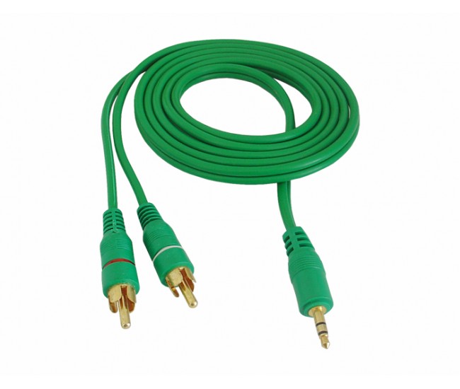 Cablu jack 3,5mm la 2rca 3m verde 4.0x8mm