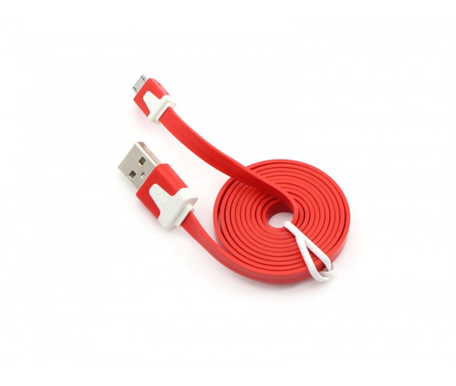 Cablu microusb plat flexibil rosu