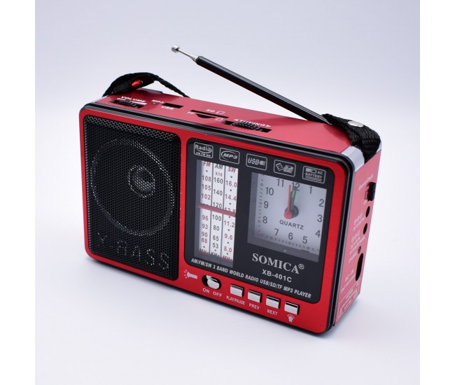 Radio cu mp3 portabil,tf/sd/usb,am,fm,sw,lanterna,ceas, somica -xb-401c
