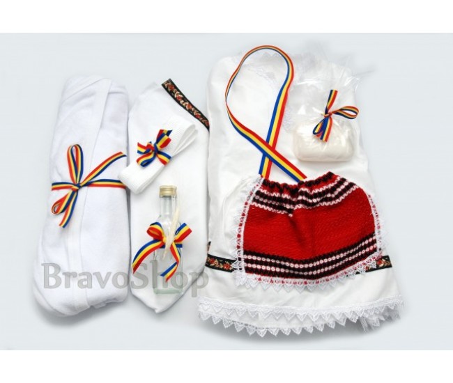 Trusou botez fetite Costum National - Set complet pentru biserica