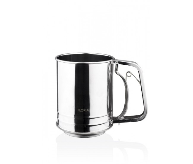 Sită pentru zahăr pudră floria din inox - 10cm diametru - ideală pentru prăjituri și deserturi