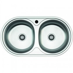 Chiuvetă inox dublă z-inox zln-8624 - ovală 78x43.5cm, finisaj anticalcar, încastrabilă