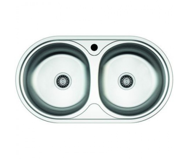 Chiuvetă inox dublă z-inox zln-8624 - ovală 78x43.5cm, finisaj anticalcar, încastrabilă