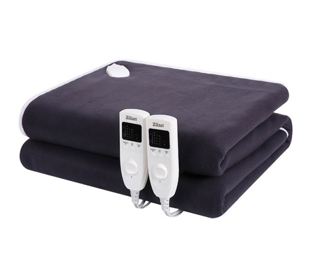 Patura zln-4120, bleumarin cu incalzire electrica soft polar fleece, negru pentru doua persoane 160x140 cm, 2x60 w, temporizator 1-10 ore, zilan 