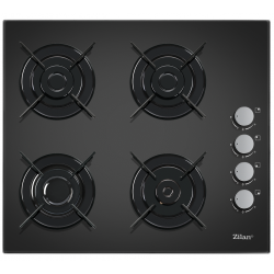 Plita incorporabila zilan zln-0058, gaz butelie sau gaz natural  duze de schimb incluse , 59x51 cm, 4 arzatoare, aprindere electrica, sticla neagra