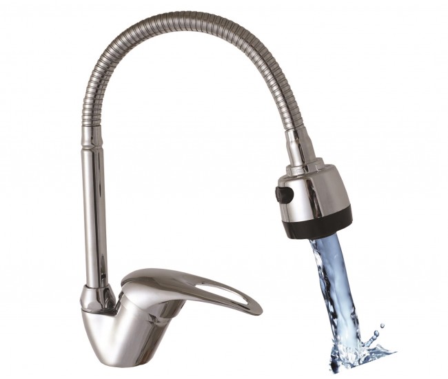 Baterie bucatarie dus flexibil, 2 jeturi, zilan-inox, zln0382