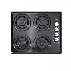 Plita incorporabila floria zln-1864 gpl si gaz natural, 4 ochiuri, duze de schimb incluse, aprindere electrica, negru 60x50x6cm