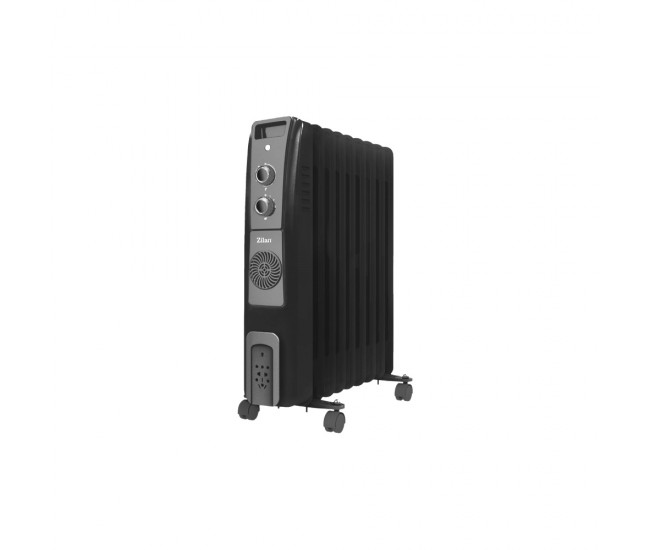 Calorifer electric cu ulei zilan zln1956, 2500w, 9 elementi, termostat reglabil, negru - incalzire eficienta pana la 30m²