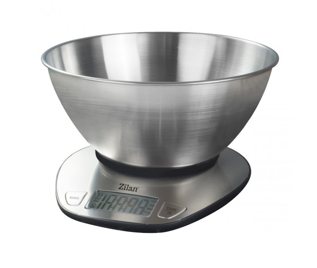 Cantar alimentar digital zilan zln2960 gri, ecran led, indicator de baterie scazuta, inox