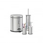 Set de baie zilan 4 in 1 din inox cos menajer de 3 litri, perie wc, dozator sapun lichid, suport periute de dinti rzln4605 