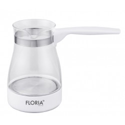 Ibric electric floria zln8139 alb, carcasa din sticla, capacitate de 0.5 litri, putere 800w