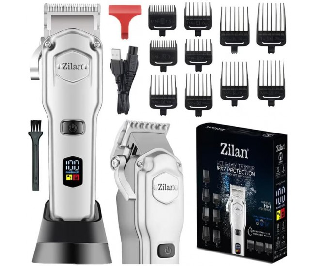 Aparat de tuns profesional 11 in 1 zilan zln8689 - lame otel inoxidabil, ipx7, led