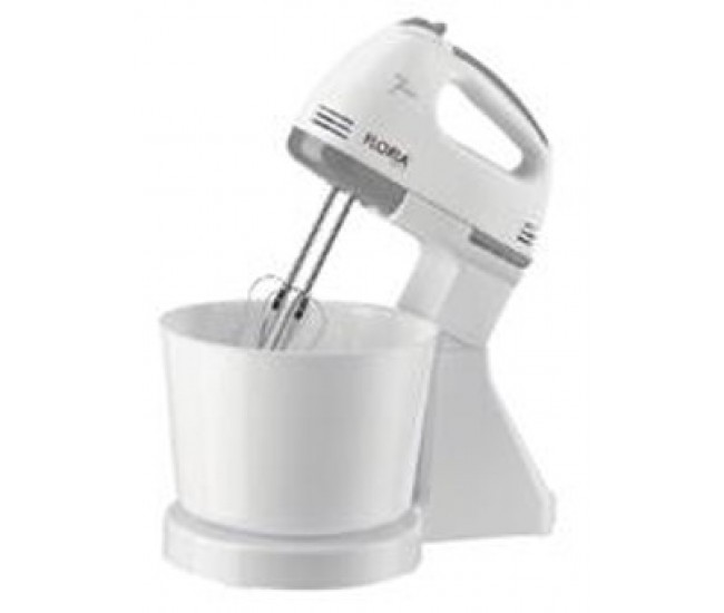 Mixer cu bol floria zln-7577 alb, 7 viteze, bol plastic 2 litri, putere 150w, alb