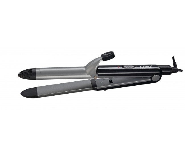 Placa 2 in 1 floria zln9426 pentru indreptat si ondulat parul, temperatura maxima de 200 grade, 43w, negru 