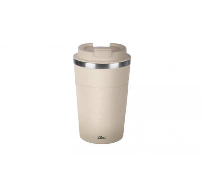 Cana de cafea zilan zln9877 termos, capacitate 380ml, interior din inox, pereti dublii, crem