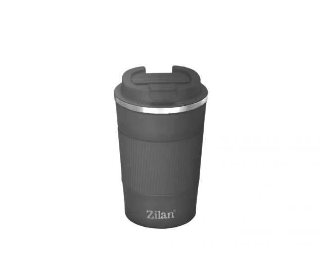 Cana de cafea zilan zln9879 termos, capacitate 380ml, interior din inox, pereti dublii, gri