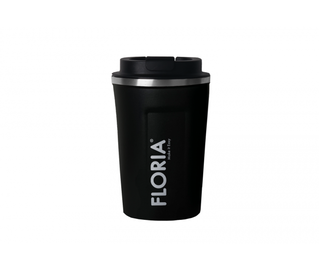 Cana de cafea floria zln9969 tip termos, capacitate 380ml, interior din inox, pereti dublii, negru