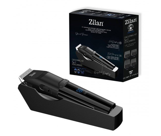 Aparat de tuns profesional zilan zln8818, rhodos 5 in 1 - trimmer universal cu afisaj led, incarcare rapida si lame detasabile