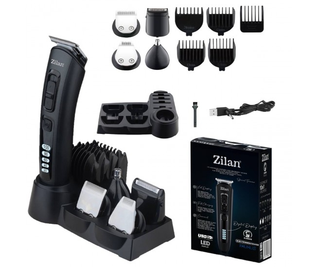 Aparat de tuns multifunctional 10 in 1 zilan zln5919, uranus - cordless, led display, pentru tot corpul