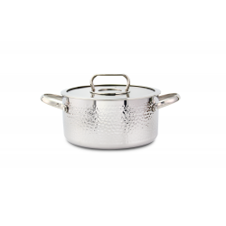 Cratita din inox zilan zln1313, 2.5l, diametru 20 cm, manere nituite, compatibil gaz, inductie  electric, compatibil masina de spalat vase