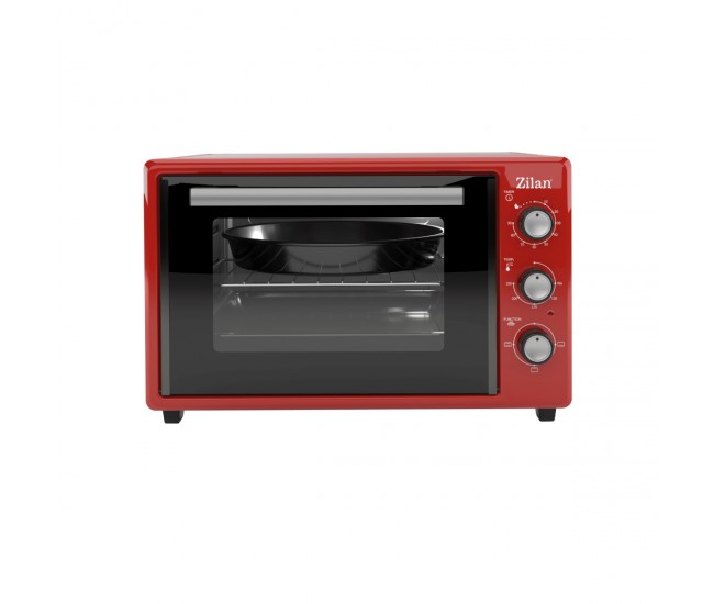 Cuptor electric zilan zln5322 gusto, capacitate 35l, temperatura maxima 250c, timer, element incalzire ascuns, putere 1800w, rosu