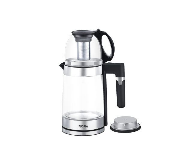 Set fierbator electric+ceainic floria zln1757 cu infuzor pentru ceai, putere 1500w, capacitate 1.8l+1.2l, sticla