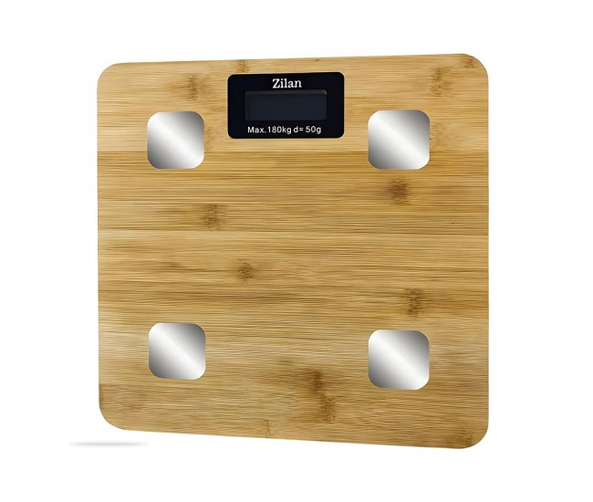 Cantar de baie digital zilan zln9008 bambus, 180 kg, aplicatie bluetooth okok