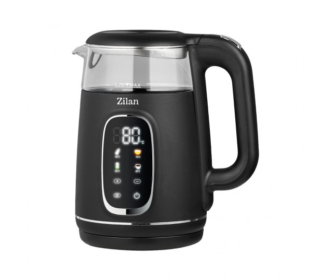 Fierbator electric digital zilan zln5397, 1.7 l, 2200w, cu temperatura reglabila si pereti dubli din sticla