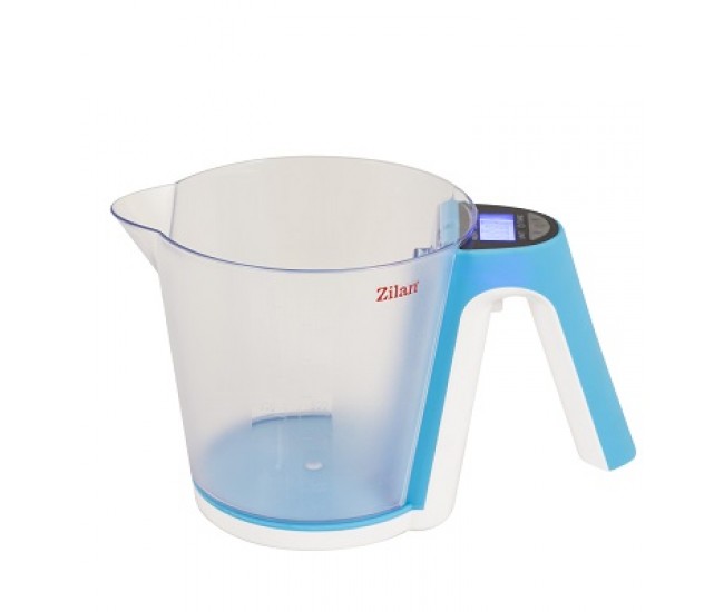 Cantar de bucatarie digital zilan zln 7788,albastru cu cana, capacitate 2 kg, 