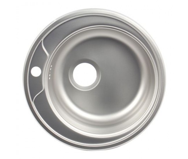 Chiuveta bucatarie rotunda, diametru 48 cm, inox, finisaj anticalcar, pentru blat, zln-6300