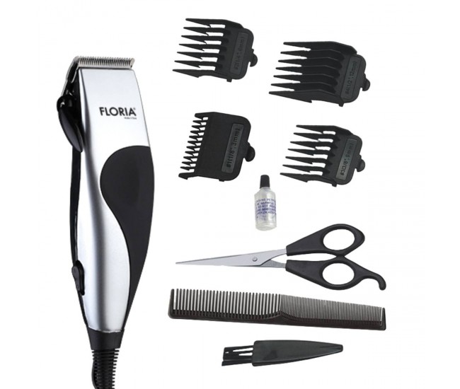 Aparat de tuns parul floria zln-0443 - masina profesionala 10w cu 4 accesorii, lame inox ajustabile 3-12mm