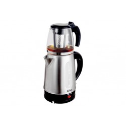 Set fierbator electric + ceainic floria zln-3581 - 2200w, inox/ negru, 1.7l + 0.9l