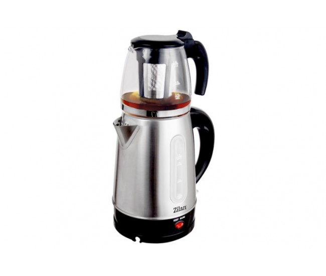 Set fierbator electric + ceainic floria zln-3581 - 2200w, inox/ negru, 1.7l + 0.9l