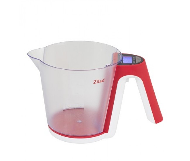 Cantar de bucatarie digital zilan zln 7788, rosu cu cana, capacitate 2 kg,